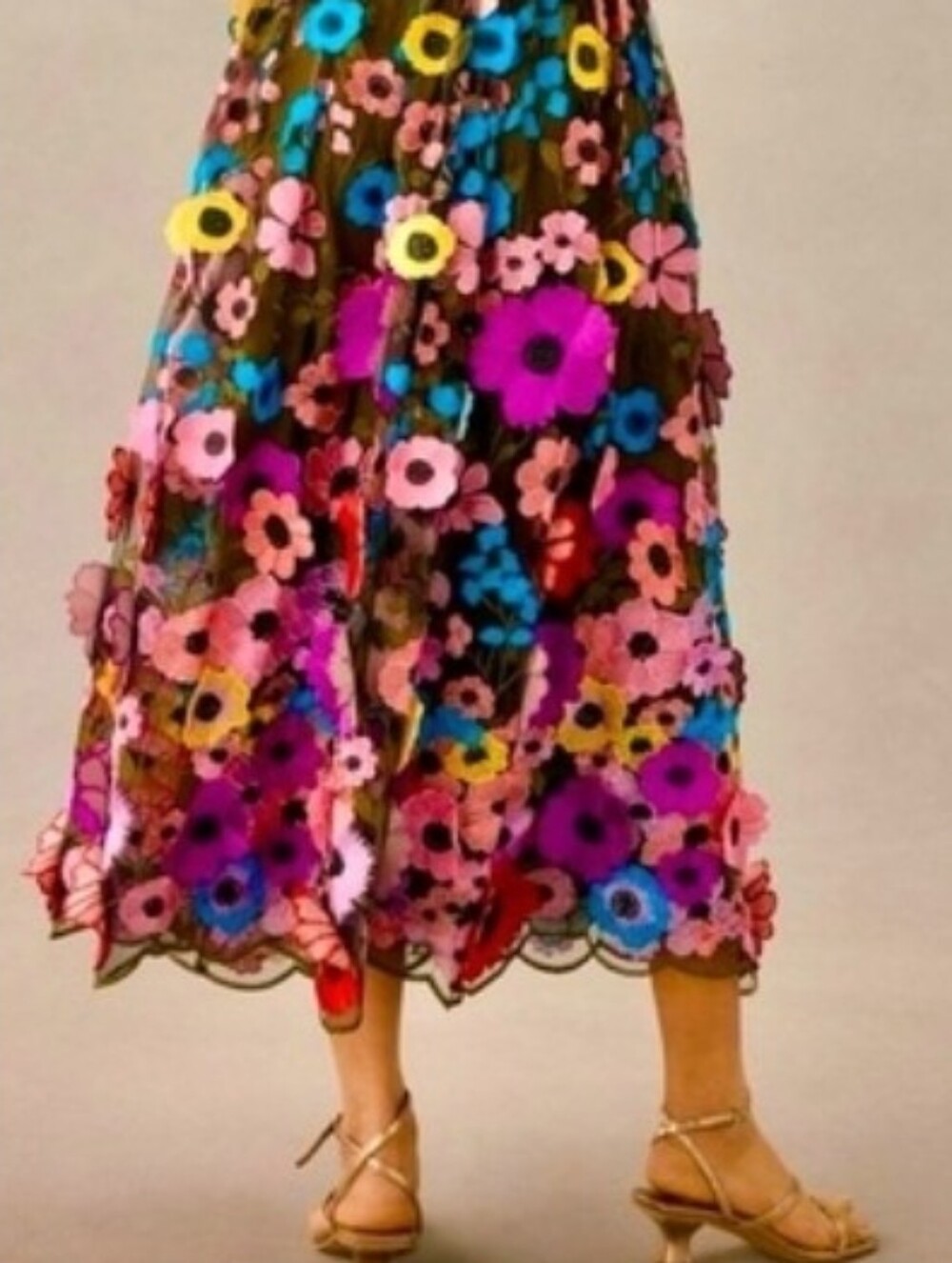 Anthro/Maeve 3D Floral Applique Pull On Skirt, TOP RATED!